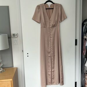 Gold Champagne Satin Maxi Dress